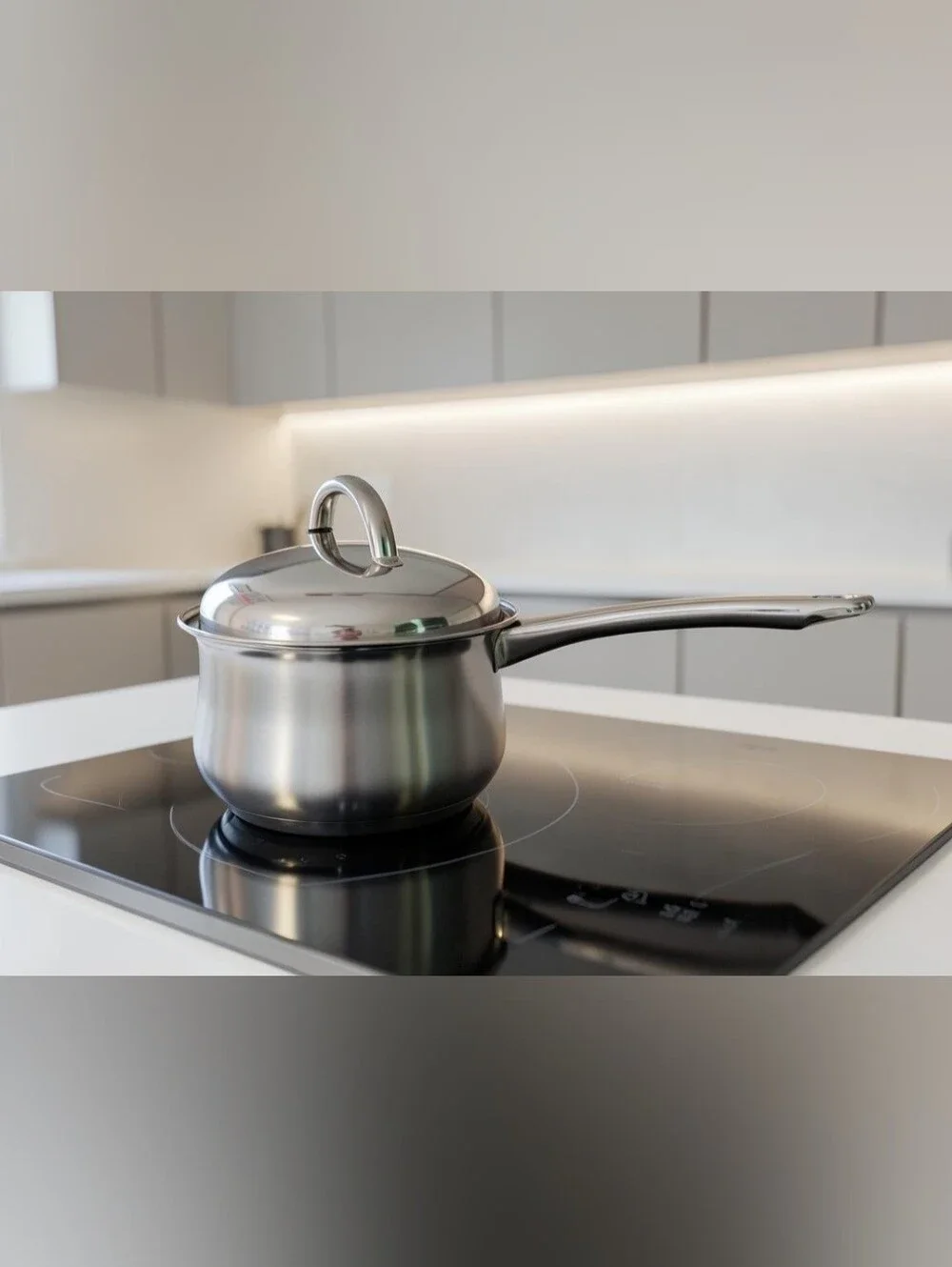 2 Quart Chef's Mark Cookware Stainless Steel Saucepan Bell-Shaped Body With Lid.